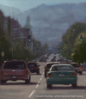 Digital streetscape painting, Yourk Street, Albany by andy dolphin