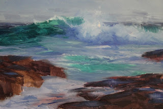 step 1, seascape oil painting by andy dolphin