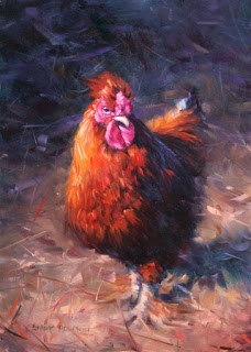 chook, chicken, rooster, oil painting, art