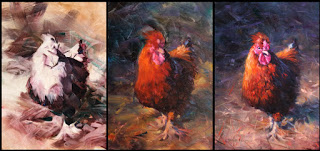 step by step oil painting, chook, rooster
