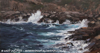 Plein Air seascape in oils, Albany. Andy Dolphin.