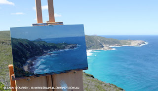 location plein air seascape in oil by Andy Dolphin