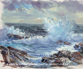 Plein air seascape sketch, Albany, in oils by Andy Dolphin