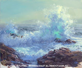 plein air seascape sketch, Torndirrup, in oil by Andy Dolphin