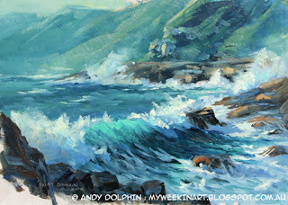 Plein air seascape sketch in oil by Andy Dolphin.