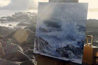 plein air seascape in oil by Andy Dolphin on location