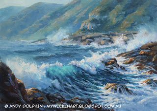 seascape near Albany, WA. Oil painting by Andy Dolphin