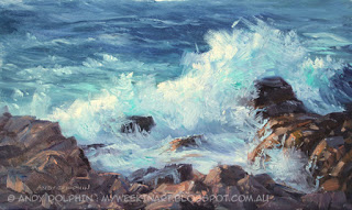 Plein air seascape painting in oils. By Andy Dolphin.