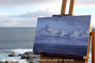 Plein air clouds painting in oils by Andy Dophin
