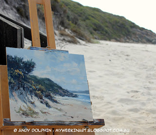 Location. Misery Beach, Albany. Pleain air seascape in oil by Andy Dolphin
