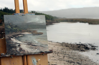 Cloudy plein air seascape in oil by Andy Dolphin