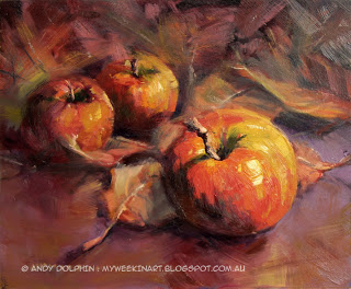 Big Apple - still life fruit painting in oil by Andy Dolphin