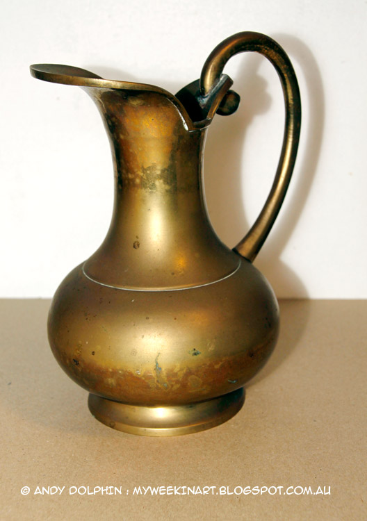 tarnished unpolished brass Indian ewer pitcher jug