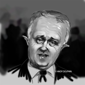 Malcolm Turnbull PM digital caricature 2015 by Andy Dolphin